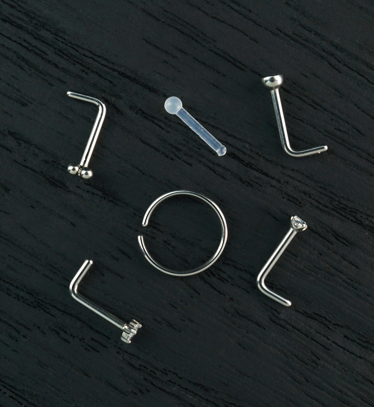 Trinity Clear CZ Stainless Steel L Bend/Stud/Hoop Variety Pack (6 Pack)