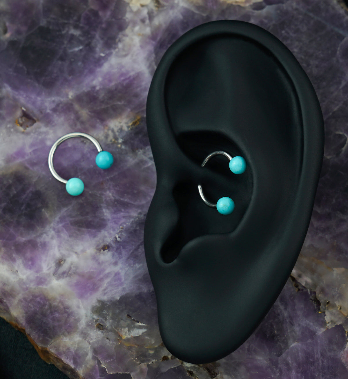 Turquoise Howlite Stone Circular Barbell