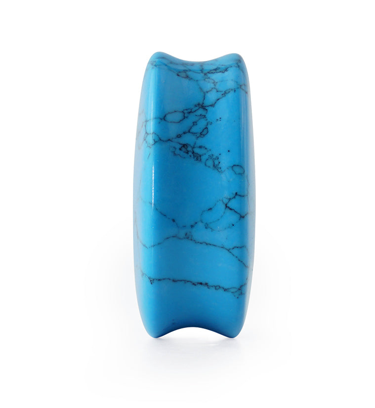 Turquoise Howlite Stone Teardrop Plugs