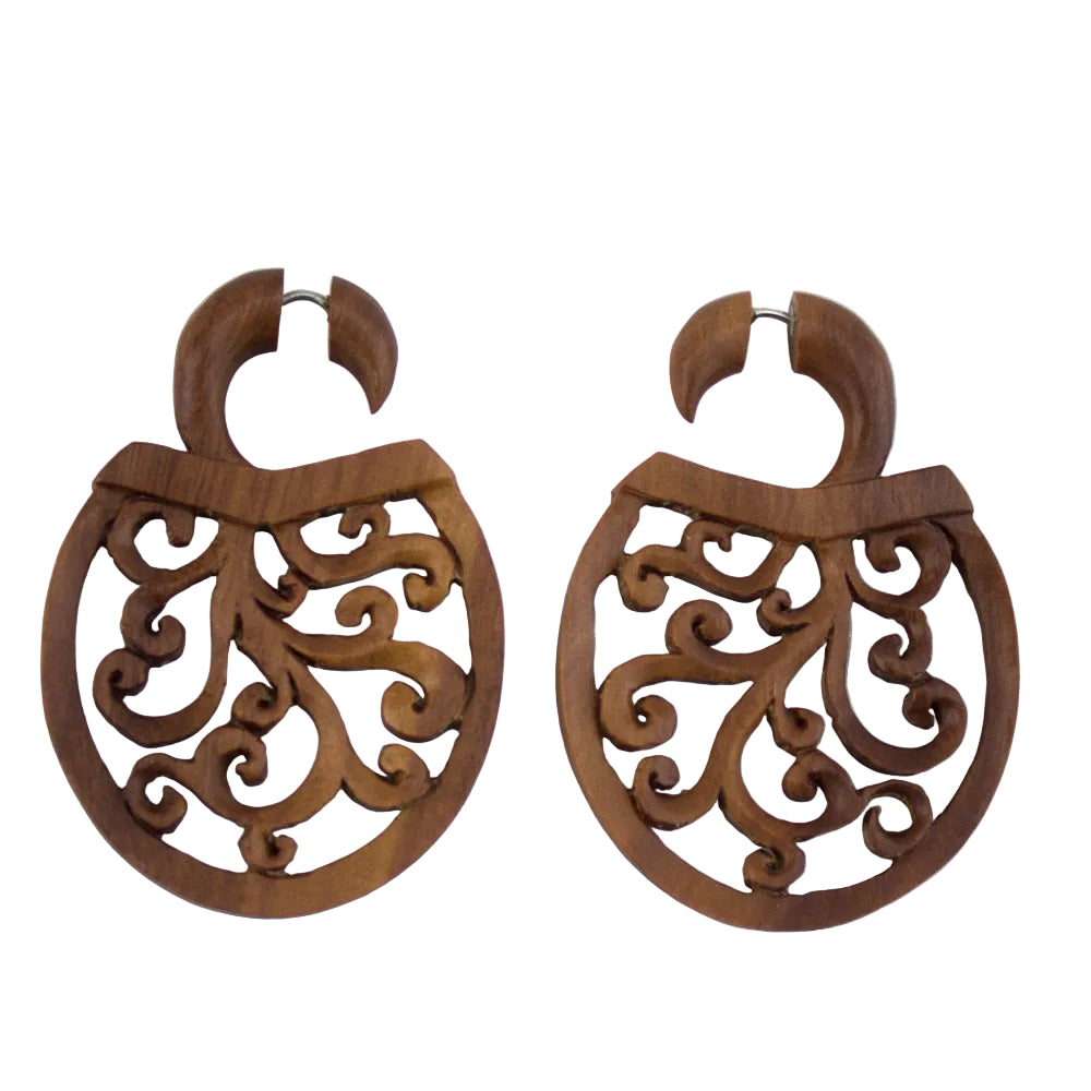 Wooden Vertex Hangers Fake Gauges Earrings