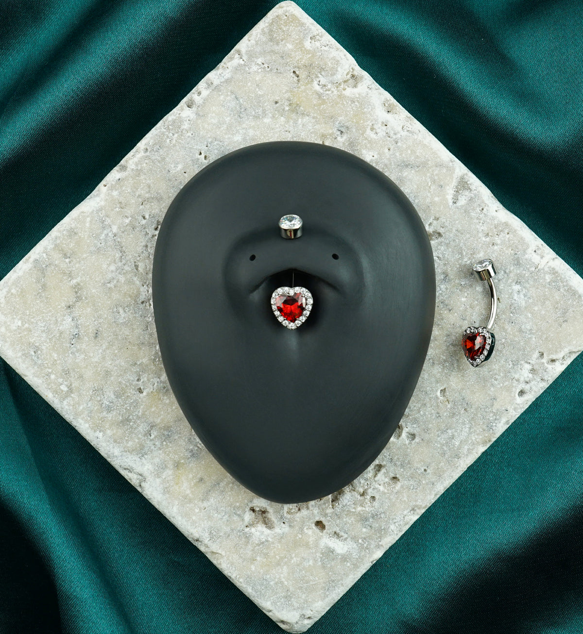 Valentine Heart Garnet CZ Titanium Internally Threaded Belly Button Ring