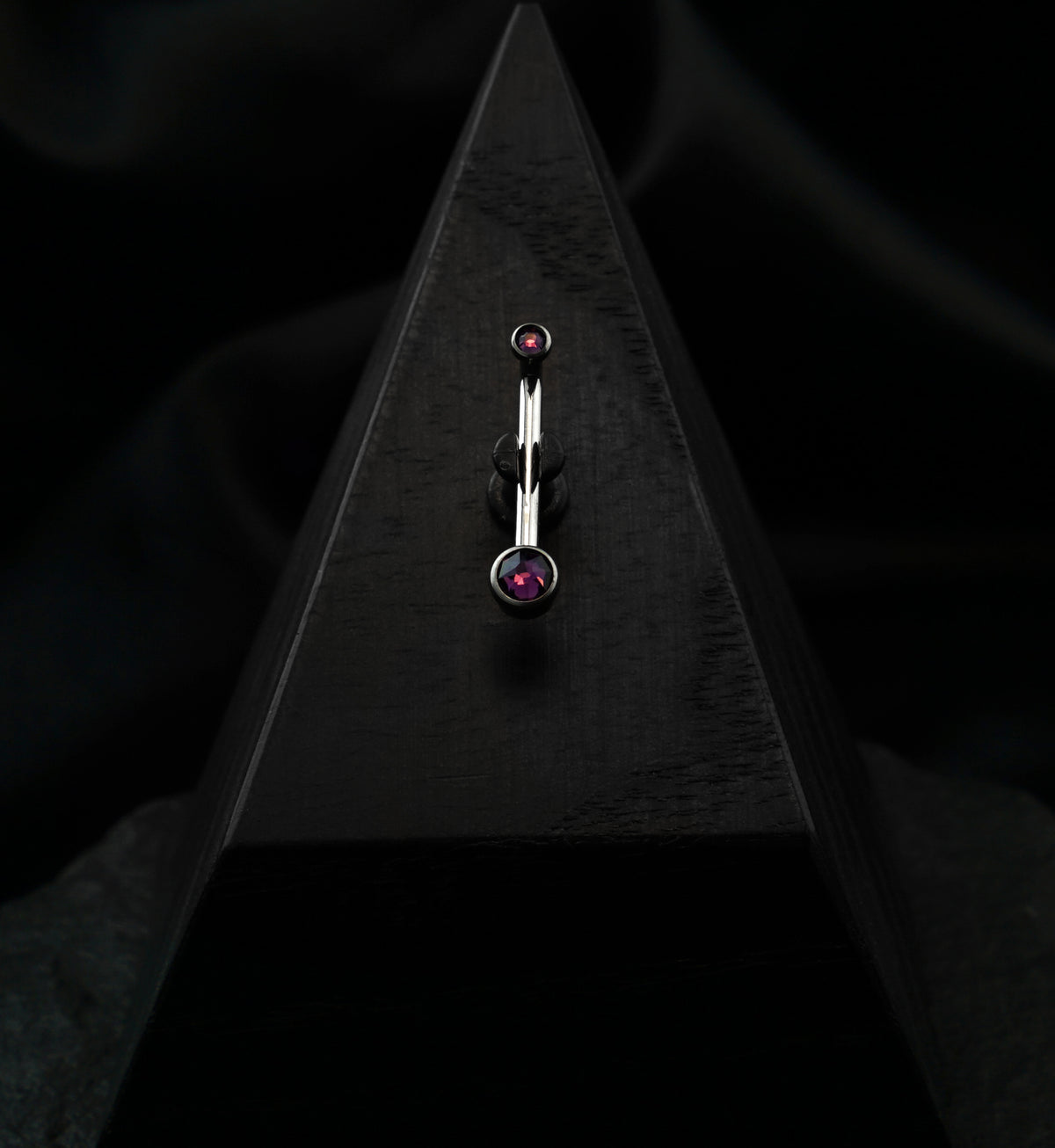 Vertical Clitoral Hood Double Tanzanite CZ Bar
