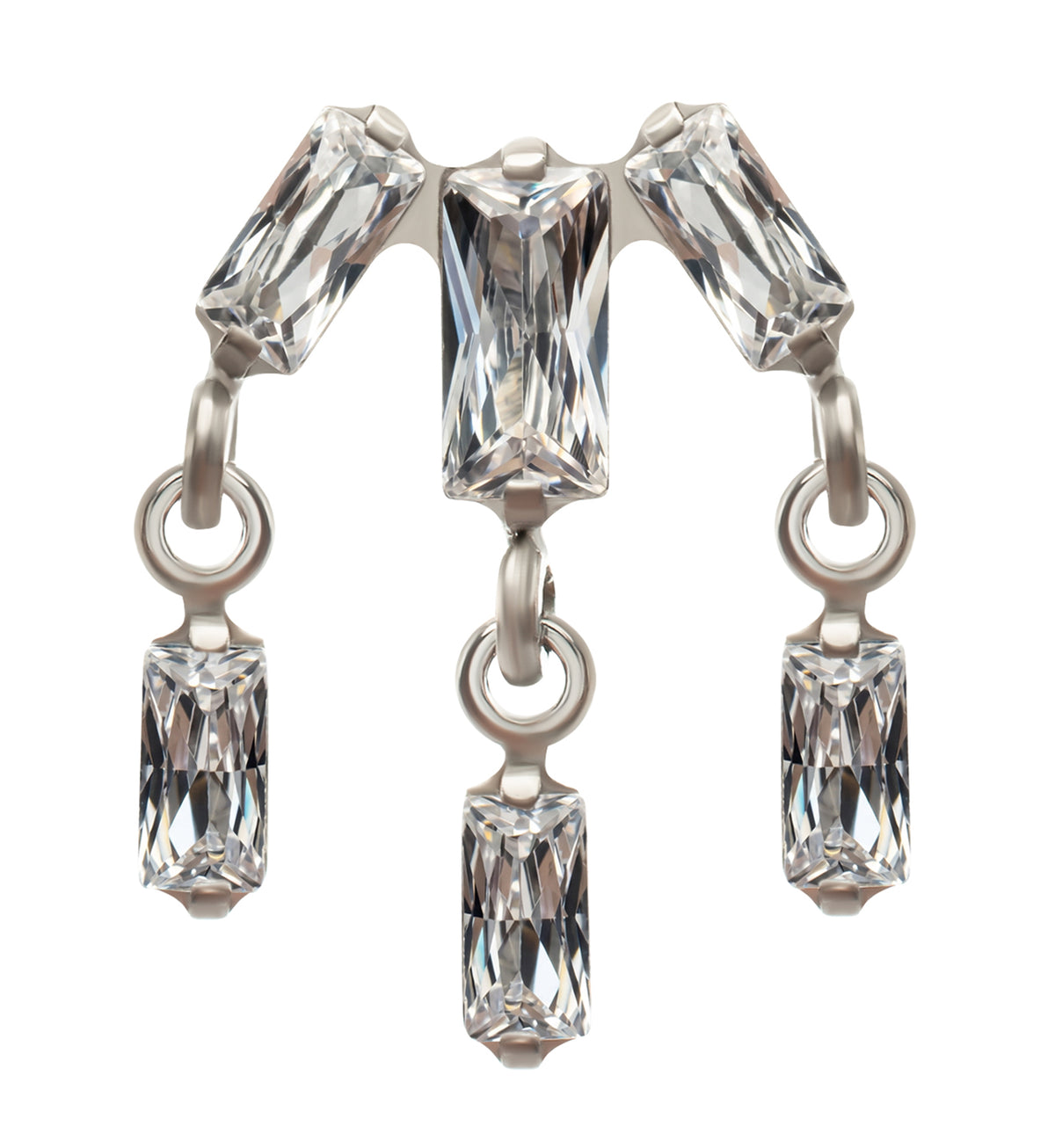 Waterfall CZ Dangle Titanium Threadless Top