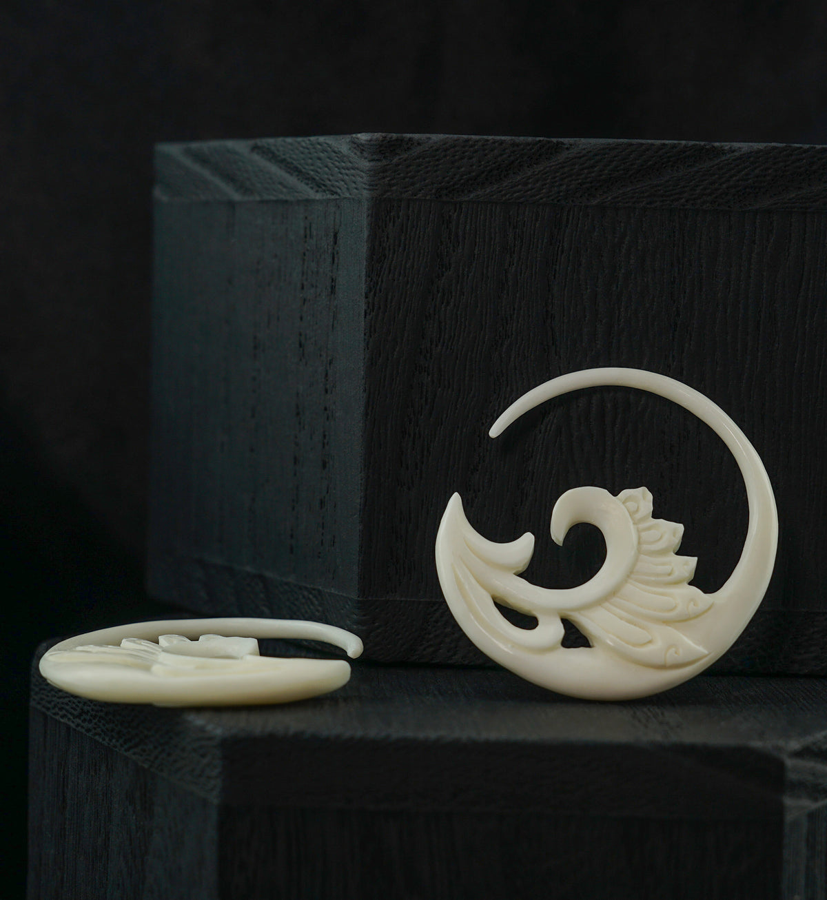 White Floral Wave Bone Hangers