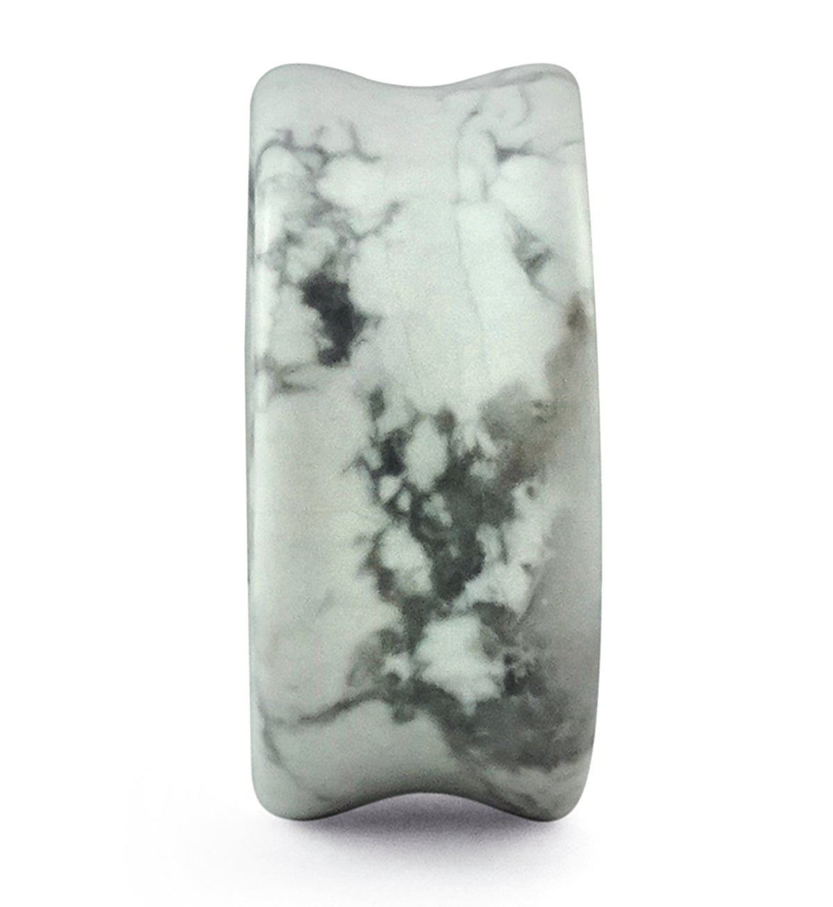 White Howlite Stone Double Flare Tunnels