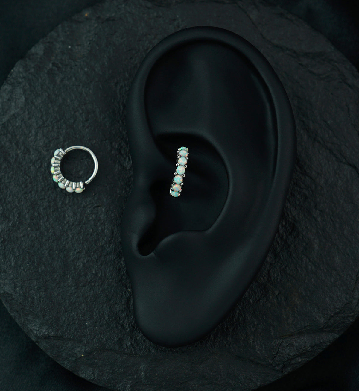 White Opal Septenary Seamless Ring
