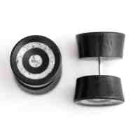 Areng Wood Fake Plugs Gauges With White Target Stone Inlay