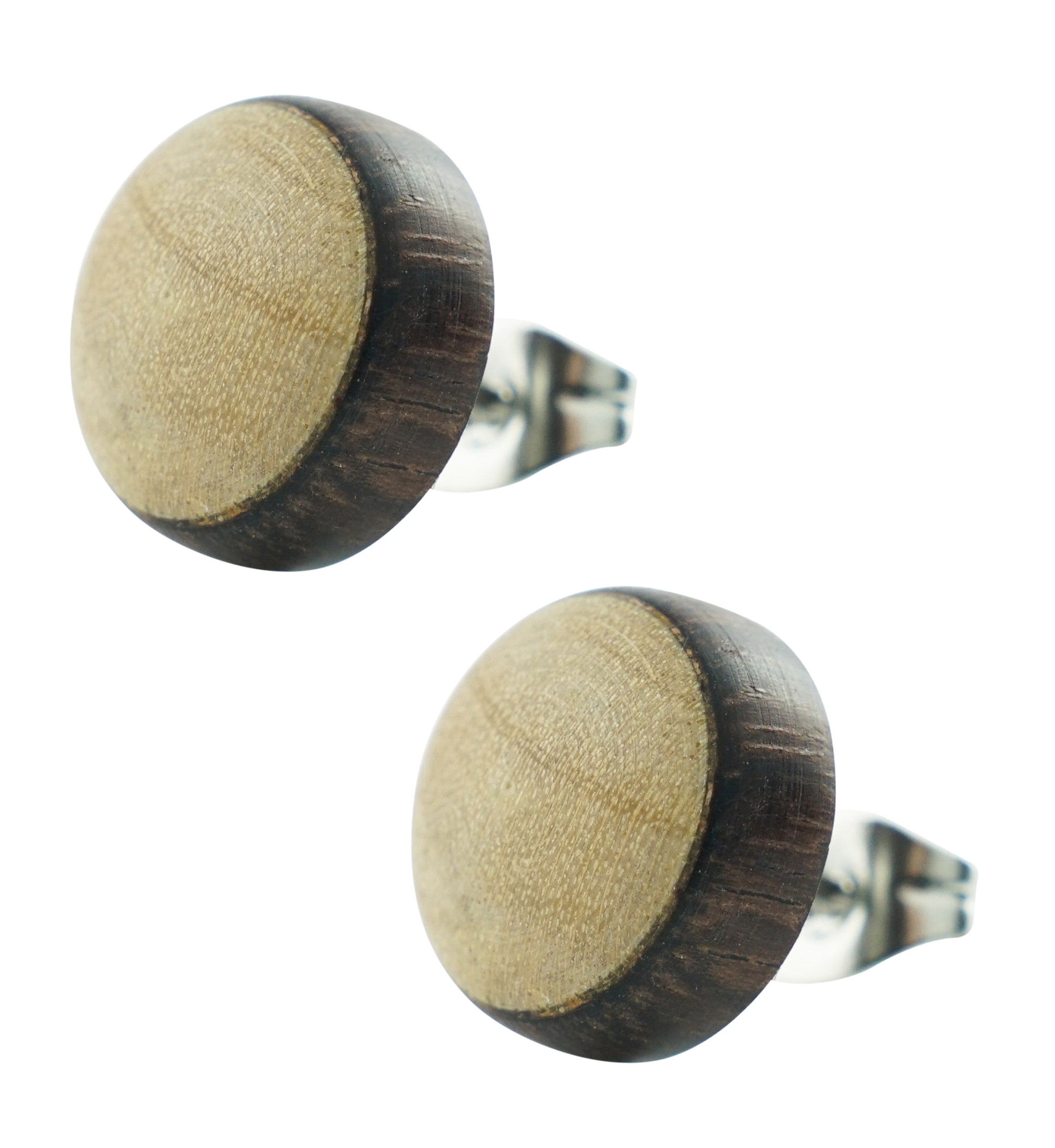 Wooden Areng & Crocodile Stainless Steel Stud Earrings