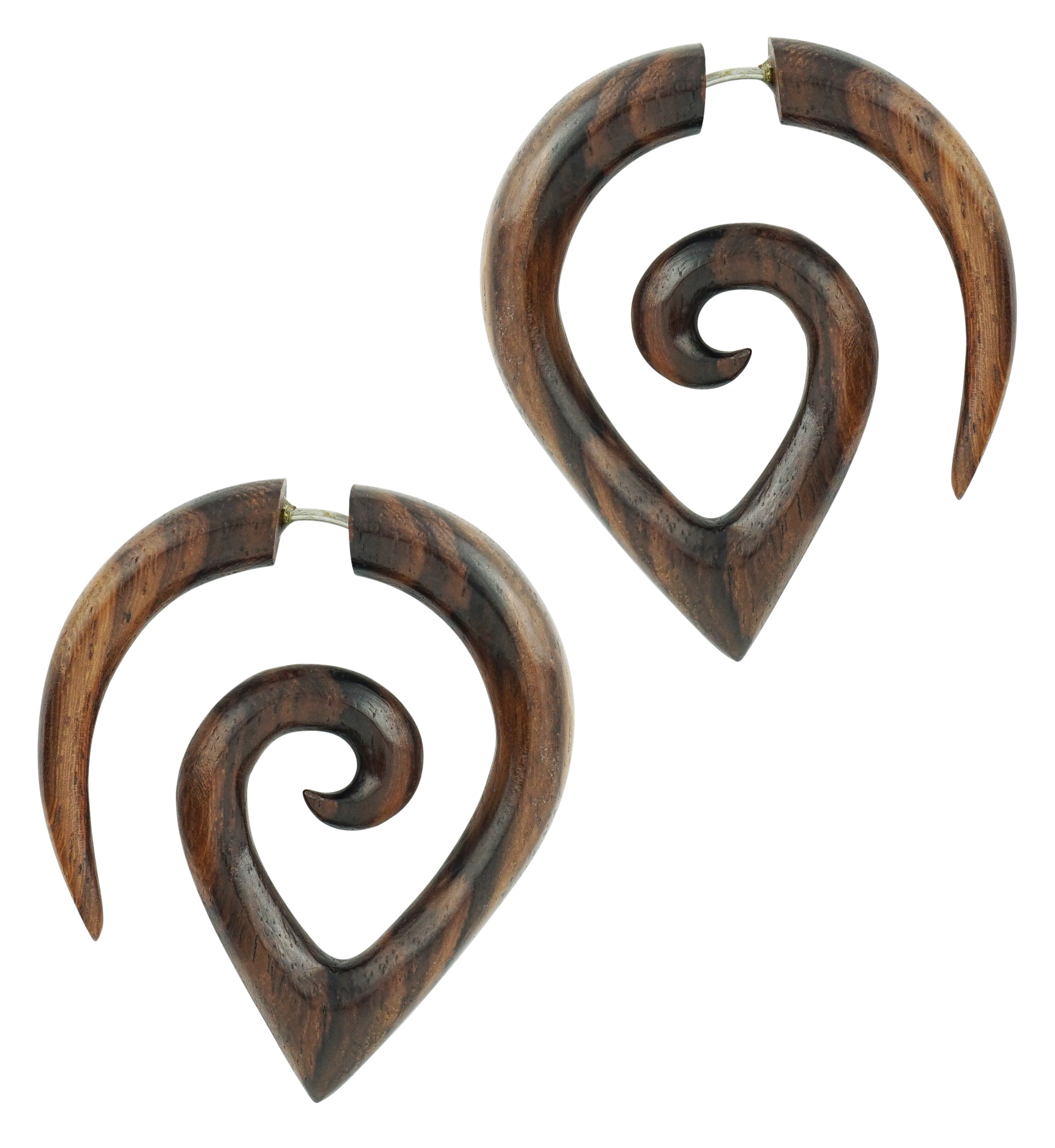 Wooden Ramsen Spiral Fake Gauges Earrings