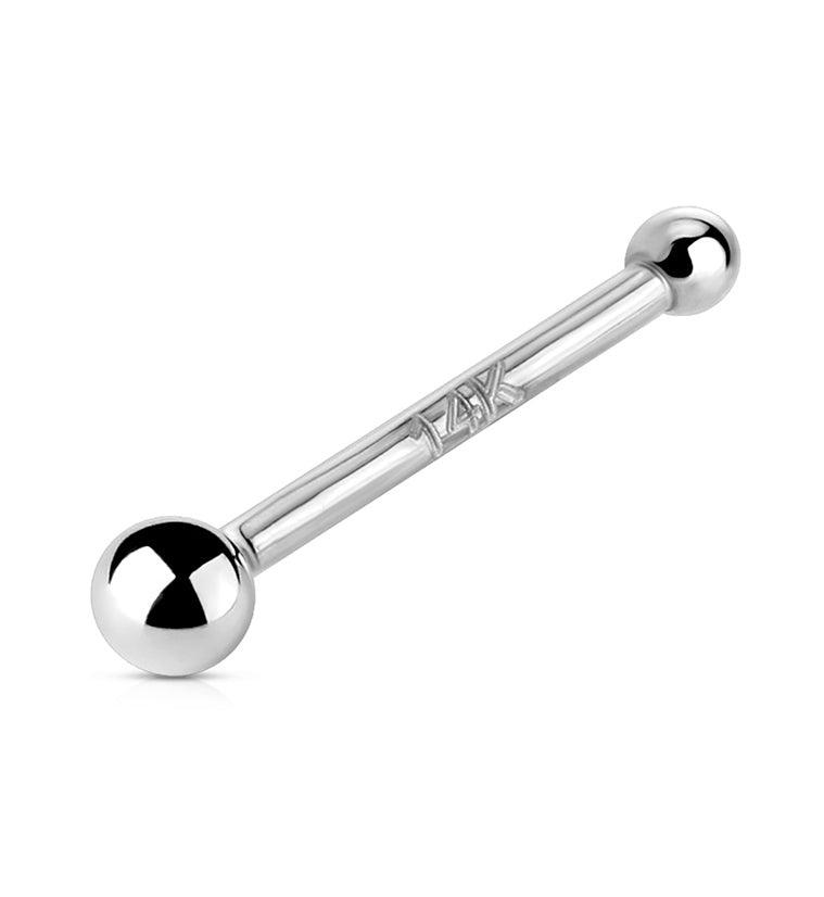 20G 14kt White Gold Ball Top Nose Bone