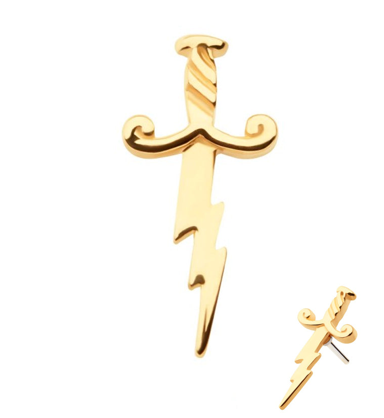 14kt Gold Lightning Blade Threadless Top
