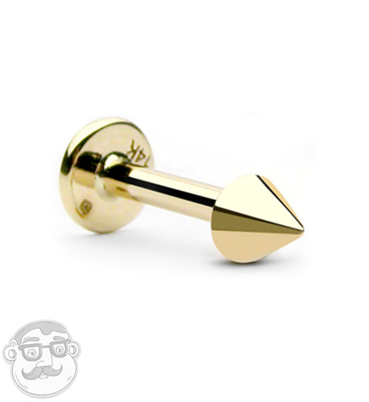 16G 14kt Gold Spike Flat Back Labret Post