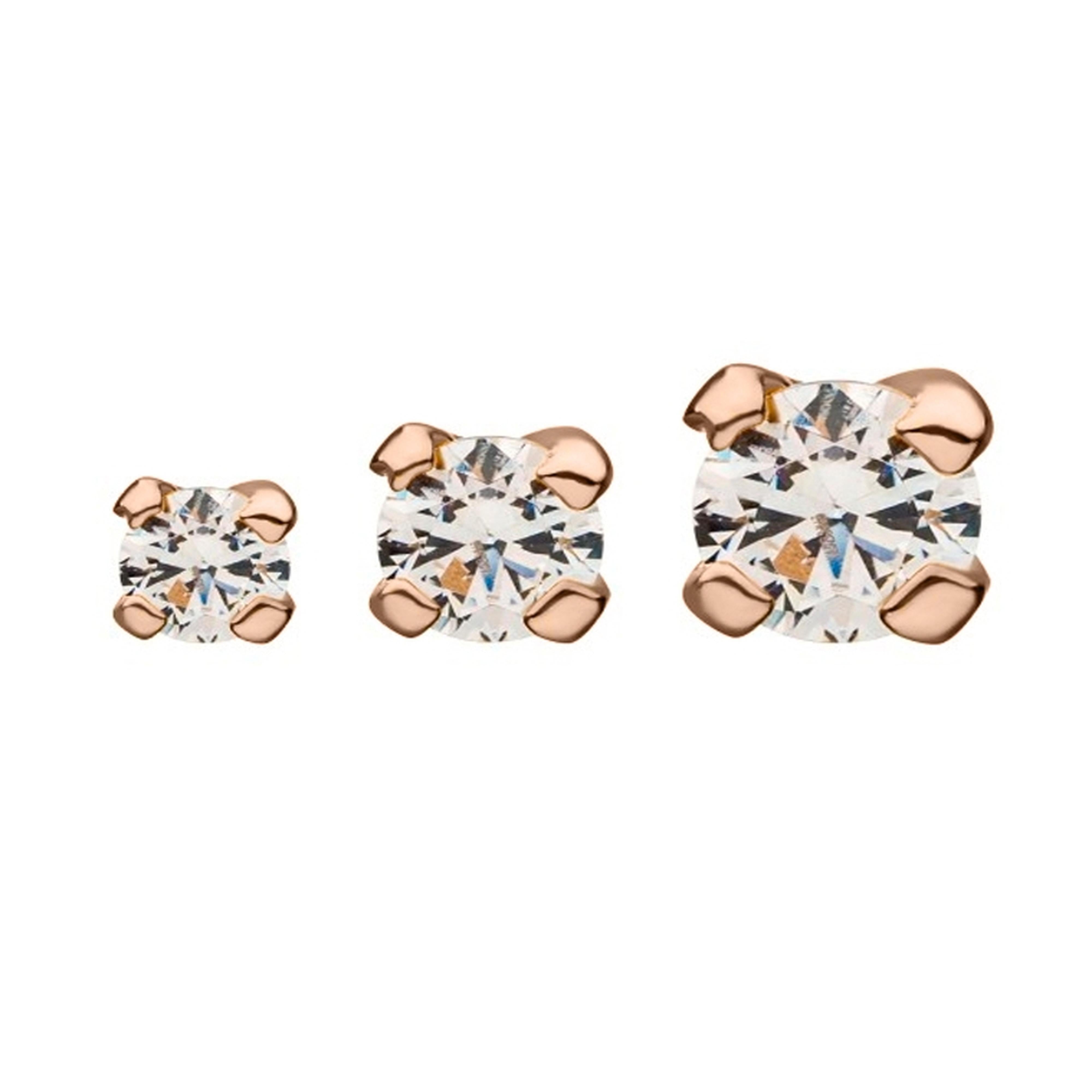 14kt Rose Gold CZ Prong Threadless Top