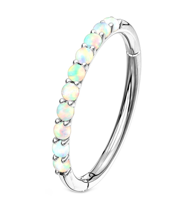 14kt White Gold Opalite Edge Hinged Segment Ring