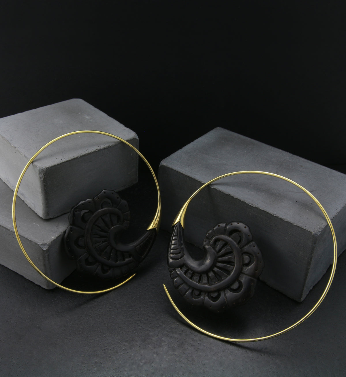 18G Baroque Horn Brass Hangers / Earrings