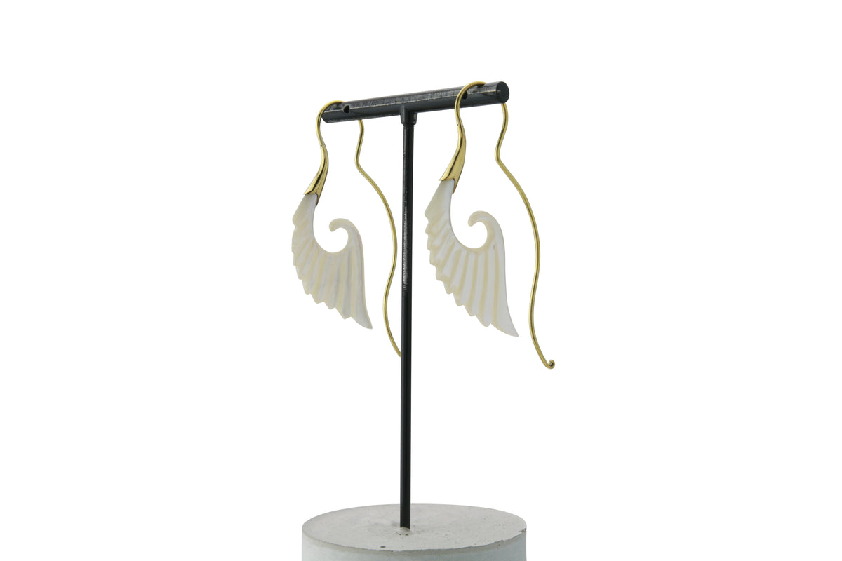18G Cherub Wing Brass MOP Hangers / Earrings