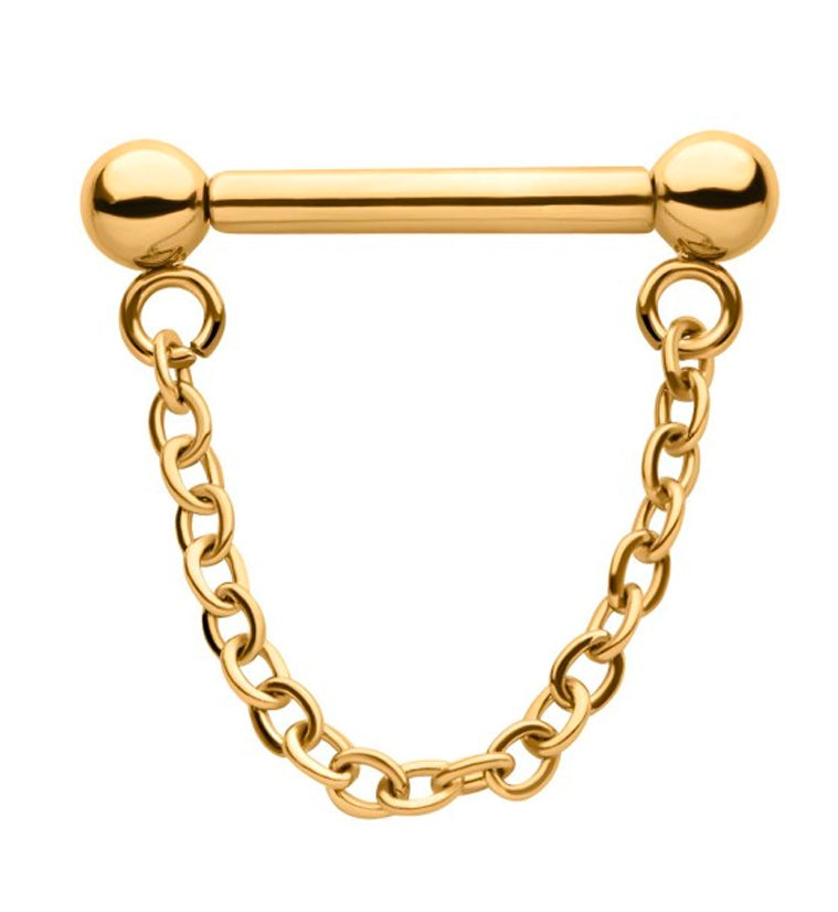 24kt Gold PVD Dangle Chain Threadless Septum Bar