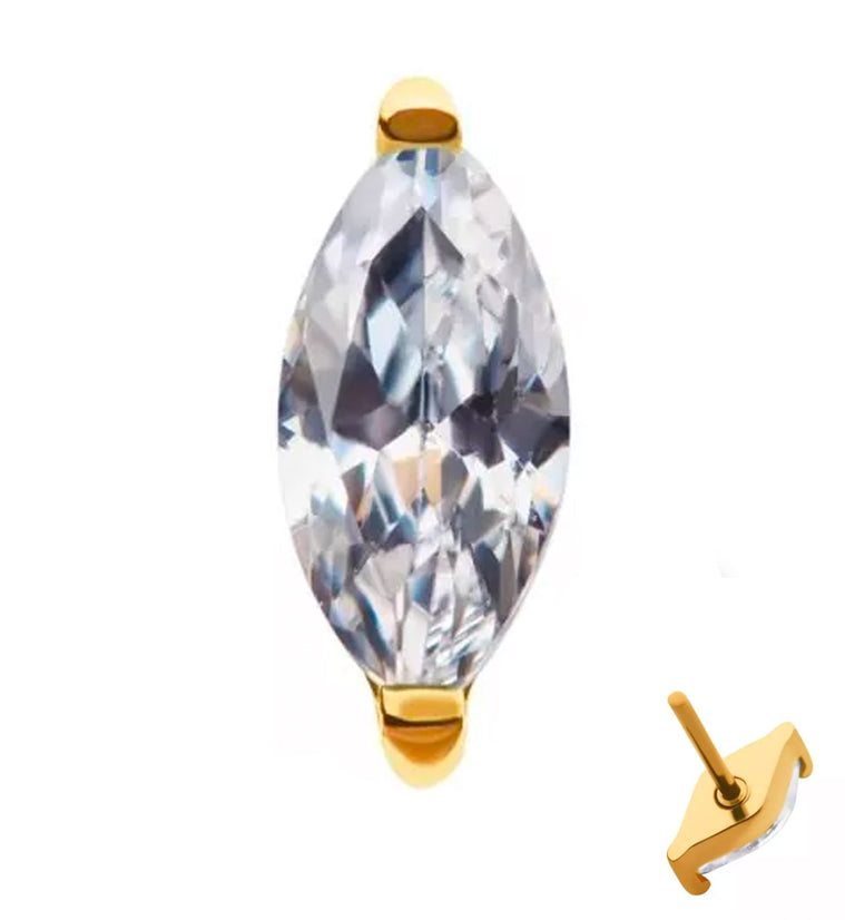 24kt Gold PVD Empress CZ Threadless Titanium Top