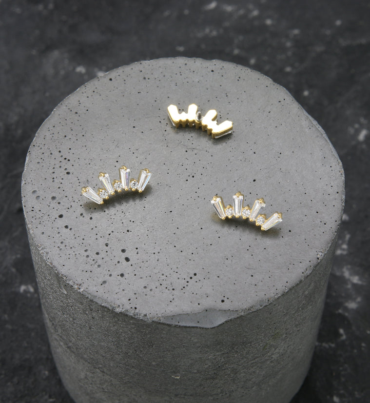 24kt Gold PVD Sequential Clear CZ Internally Threaded Titanium Top