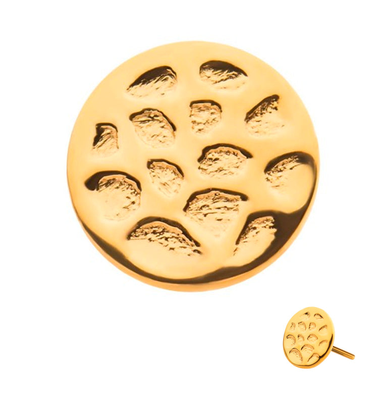 24kt Gold PVD Stamped Disk Threadless Titanium Top