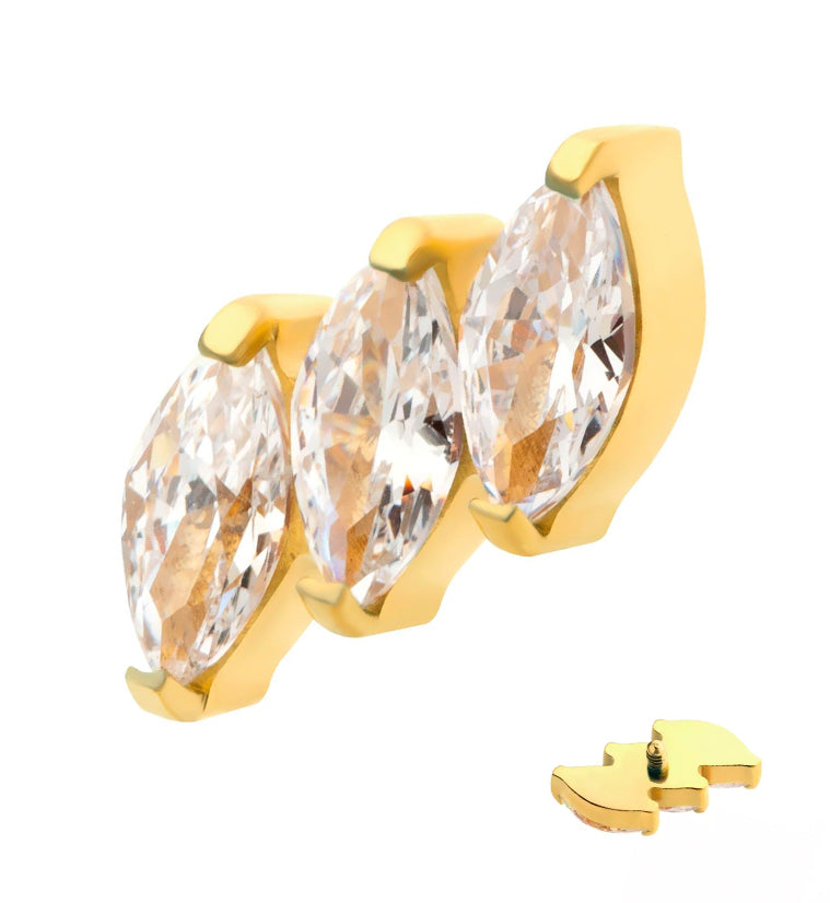 24kt Gold Slant CZ Internally Threaded Titanium Top