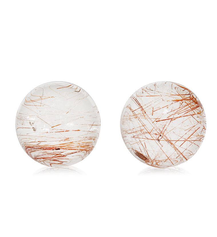 Rutilated Quartz Stone Plugs 3/4 Inch (19mm) Version 6