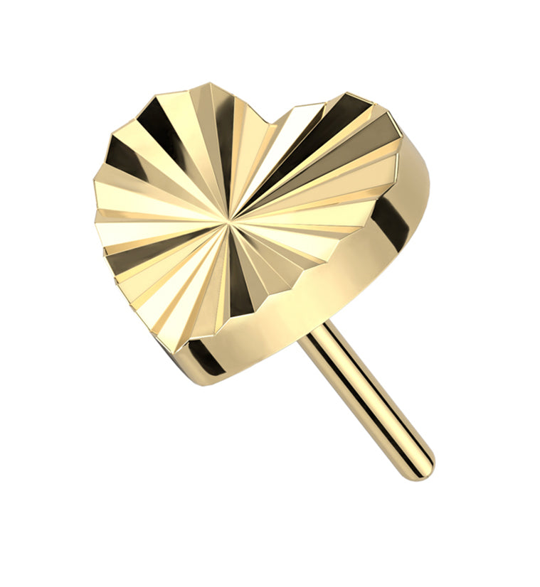 Gold PVD Retro Heart Threadless Titanium Top