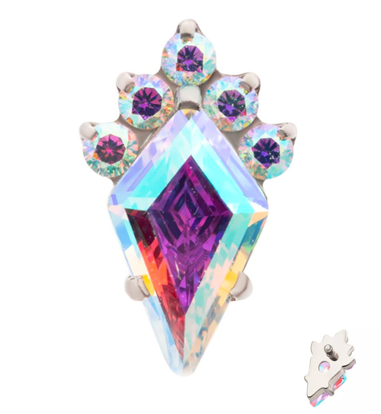 Adorn Rainbow Aurora CZ Internally Threaded Titanium Top