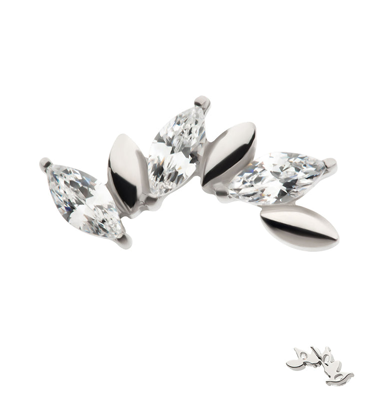 Alternating Cascade Clear CZ Threadless Titanium Top