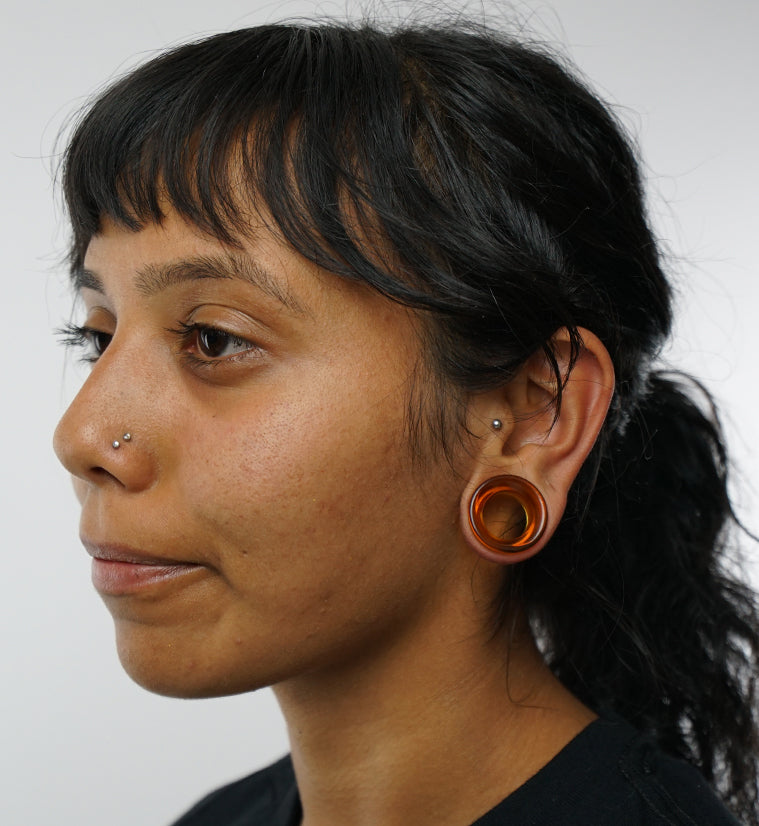Amber Glass Tunnel Plugs