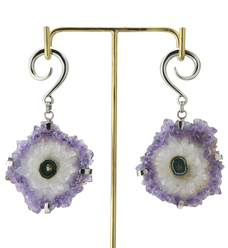 Amethyst Stalactite White Brass Ear Weights Version 1