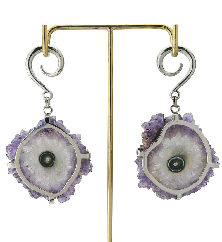 Amethyst Stalactite White Brass Ear Weights Version 1