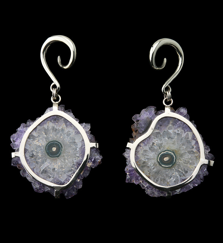 Amethyst Stalactite White Brass Ear Weights Version 1