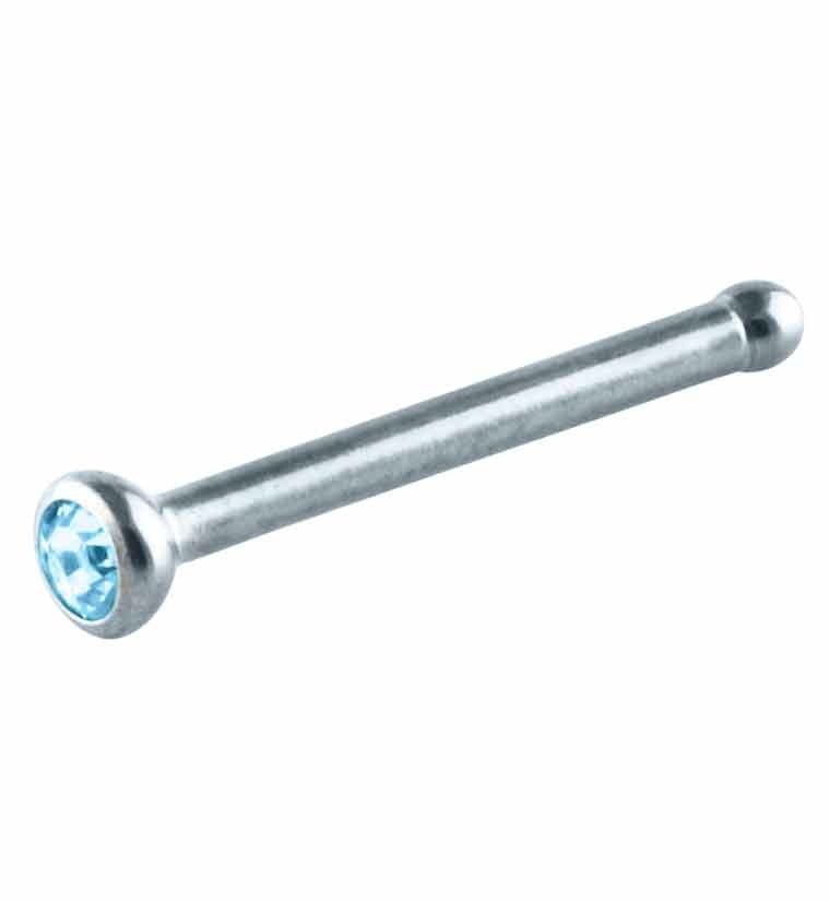 Aqua CZ Bezel Set Titanium Nosebone