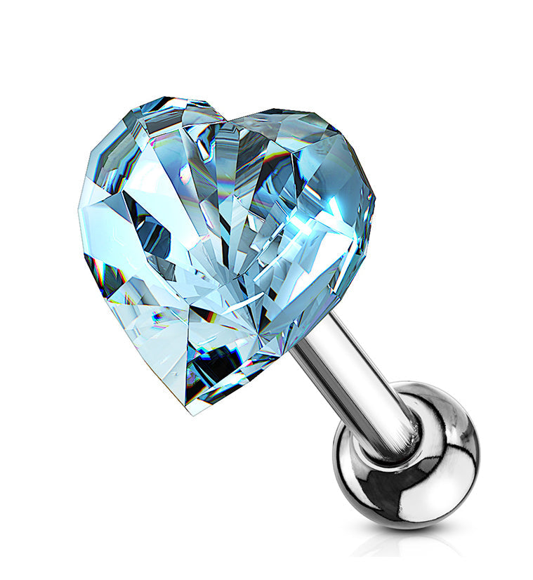16G Aqua Heart Cartilage Barbell