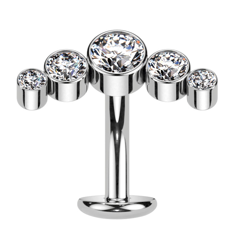 Arch Clear CZ Titanium Threadless Floating Belly Button Ring (Convex Disk)