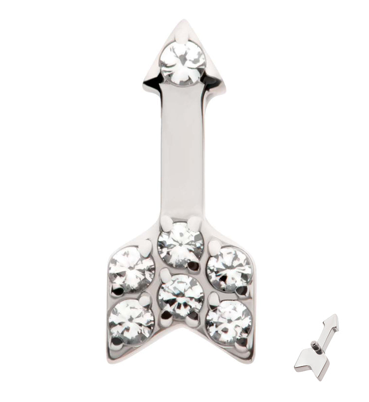 Arrow Pave Clear CZ Internally Threaded Titanium Top