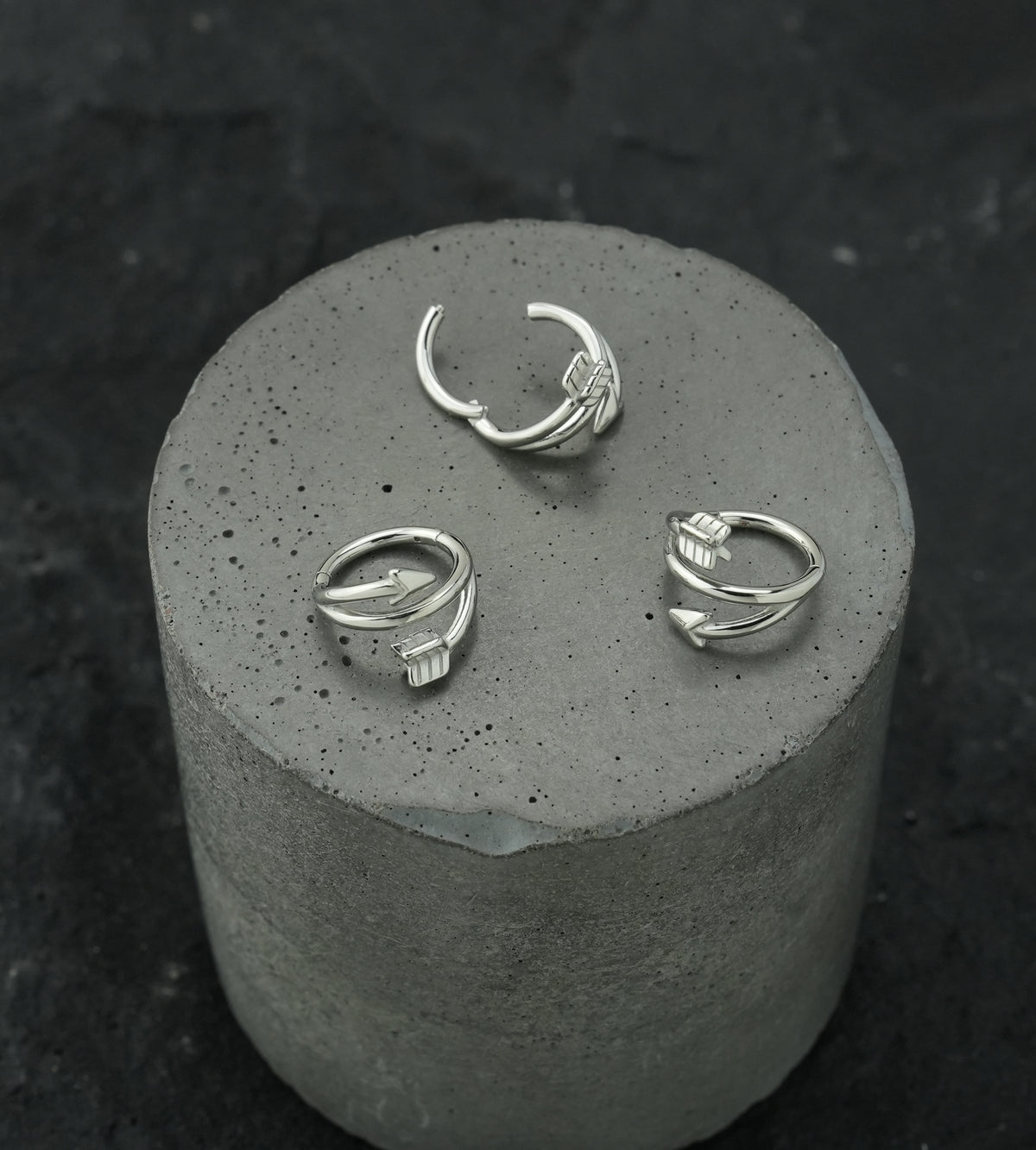 Arrow Twist Stainless Steel Hinged Segment Ring
