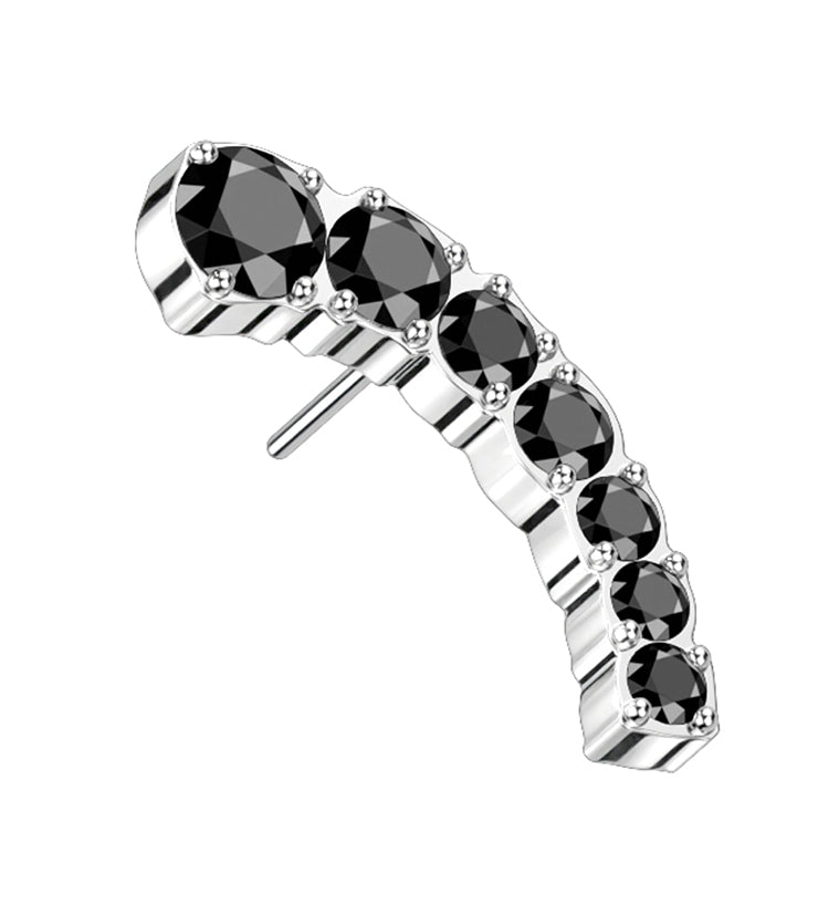 Ascend Black CZ Threadless Titanium Top