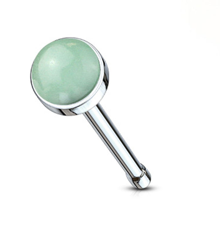 20G Aventurine Stone Top Nosebone