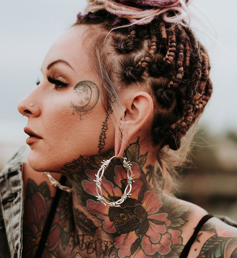 Barbed Wire White Brass Ear Weights