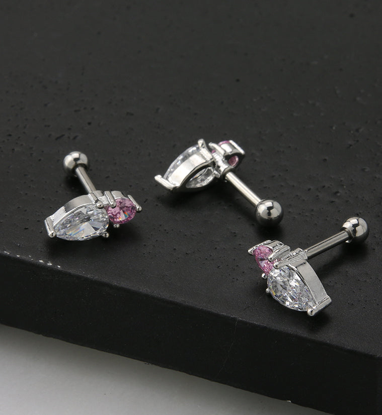 Bauble Pink CZ Cartilage Barbell