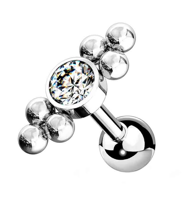 Double Beaded Center Gem Cartilage Barbell