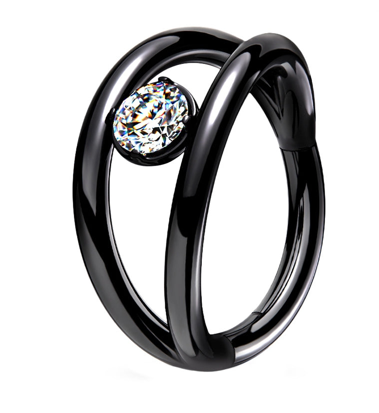 Arena Black PVD CZ Hinged Segment Hoop Ring