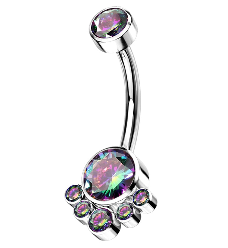 Black Aurora CZ Cluster Belly Button Ring