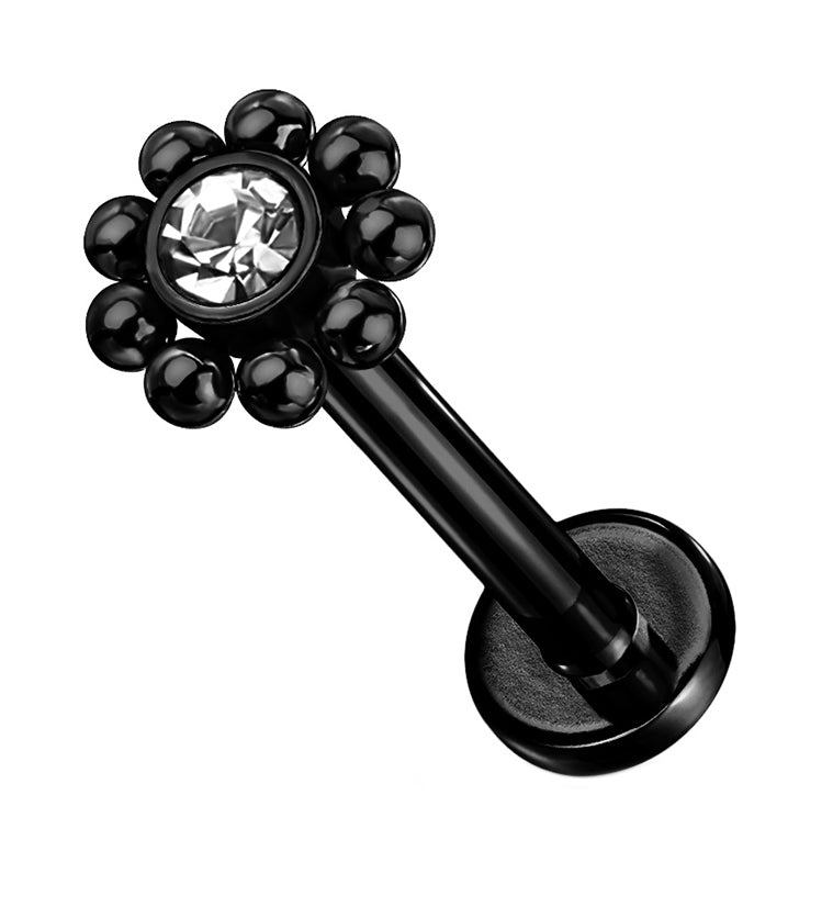 16G Black PVD Beaded Gem Labret