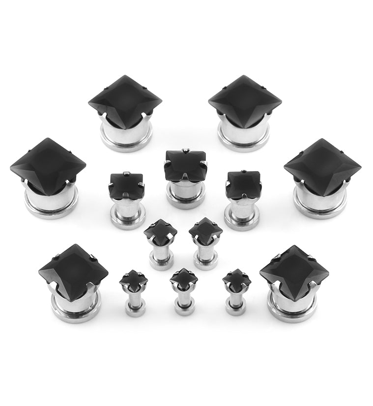 Black CZ Gem Diamond Stud Plugs