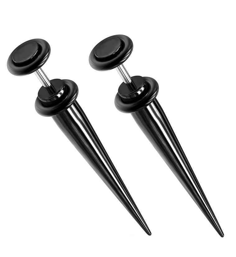 16G Black Stainless Steel Fake Tapers / Gauges