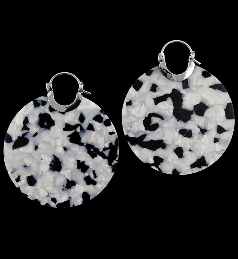 14G Black & Pearl Fructose Acetate Disk Earrings