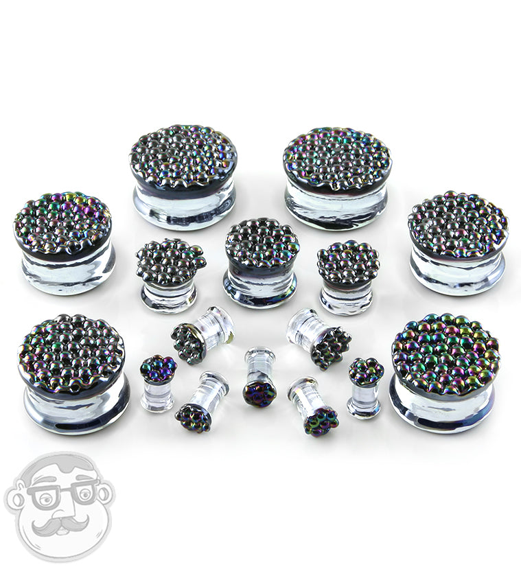 Black Iridescent Glass Plugs